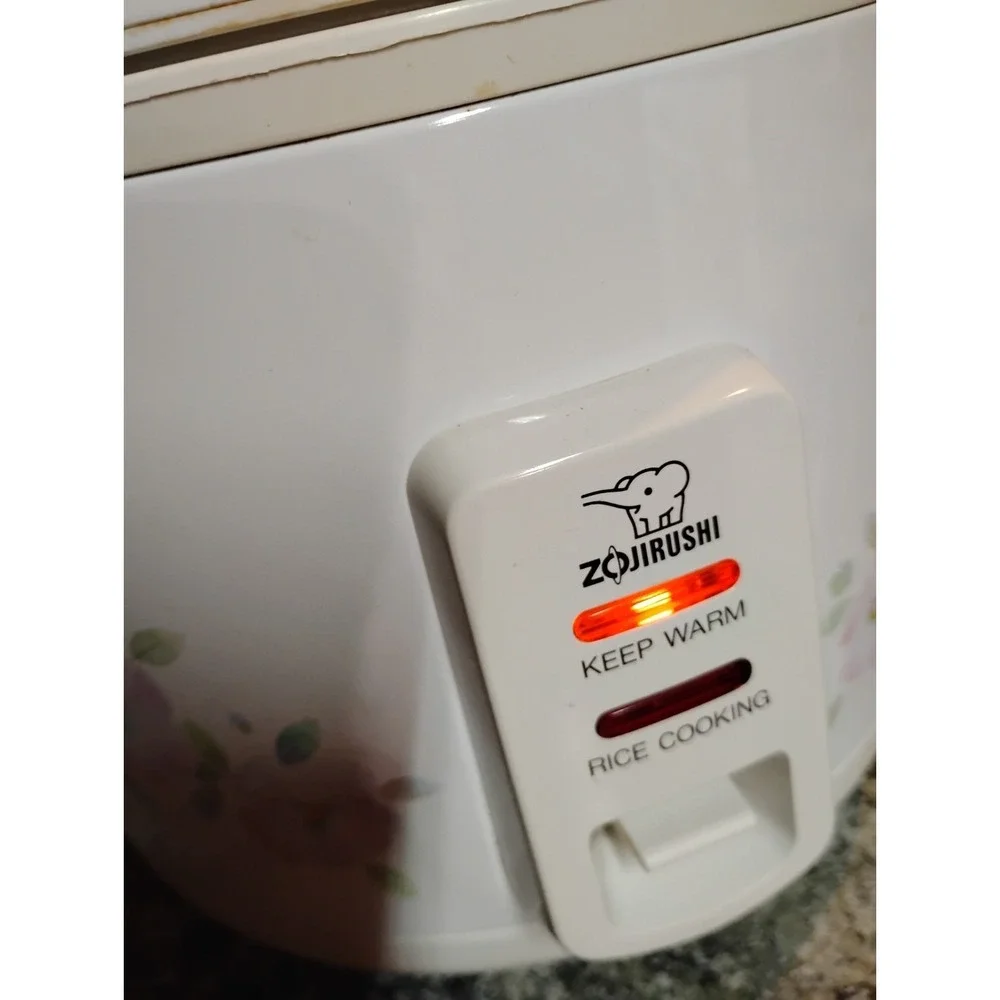 Vintage Zojirushi Rice Cooker 5 Cup NFR-1003 White Floral Spoon Holder Test Work